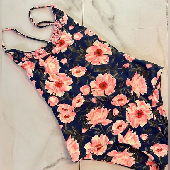 Nwt Tori Praver Anthropologie Pink Blue Floral One-Piece Swimsuit - Picture 1 of 4